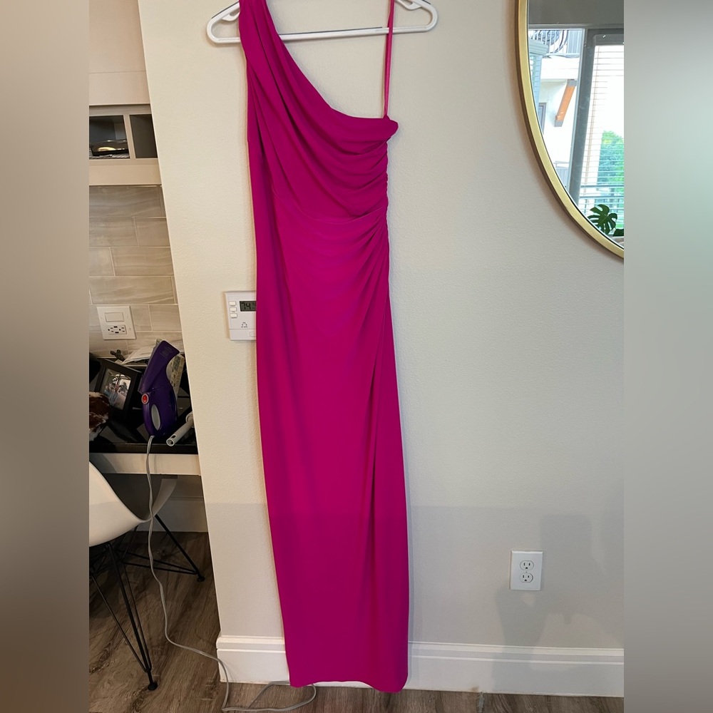 Ralph Lauren Fuchsia One-Shoulder Evening Gown